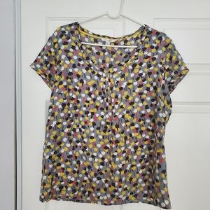 BODEN Women's Multicolored Cuff Detail Palazzo Top Gray Floral Print